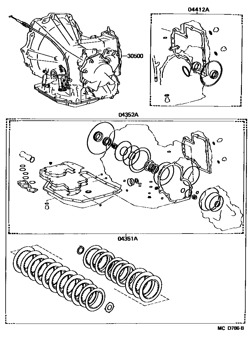 Toyota CAMRY 传动桥或变速器总成和衬垫组件(ATM) EPC diagram — MCD786B