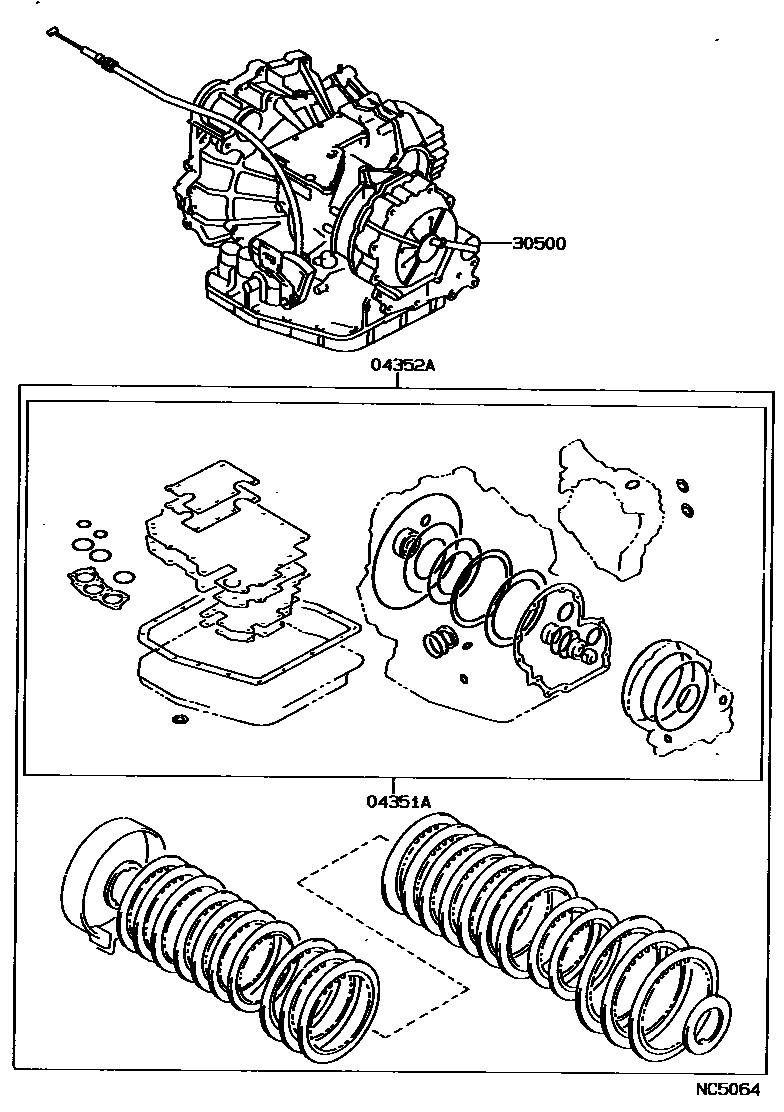 Toyota CAMRY 传动桥或变速器总成和衬垫组件(ATM) EPC diagram — NC5064