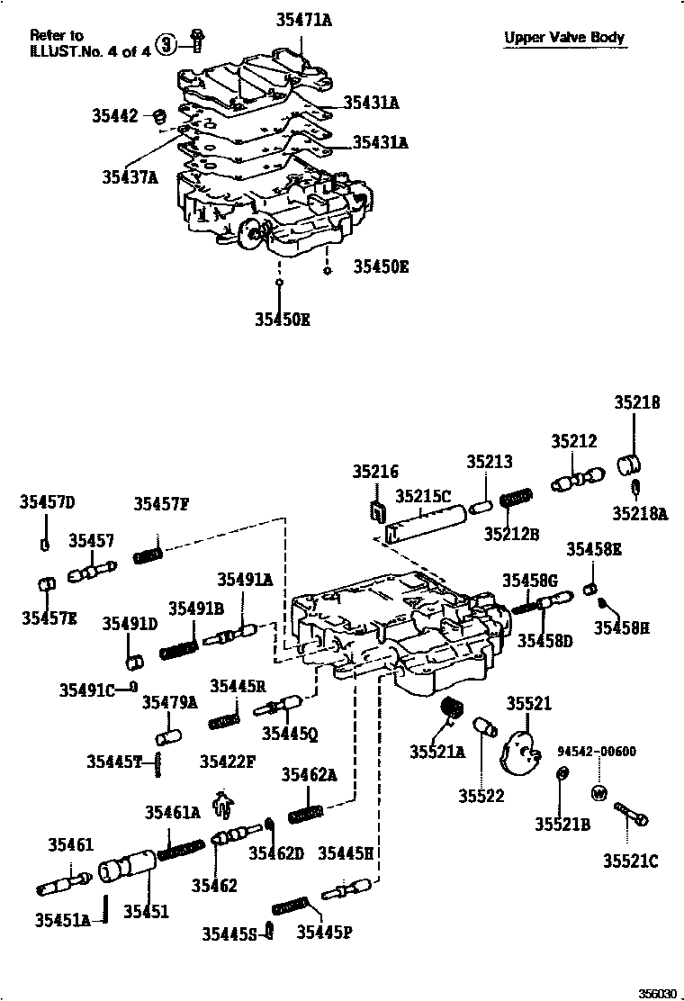 Toyota CAMRY 阀体和滤油网(ATM) EPC diagram — 356030