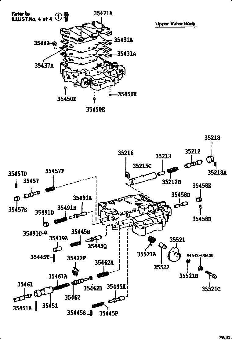 Toyota CAMRY 阀体和滤油网(ATM) EPC diagram — 356033