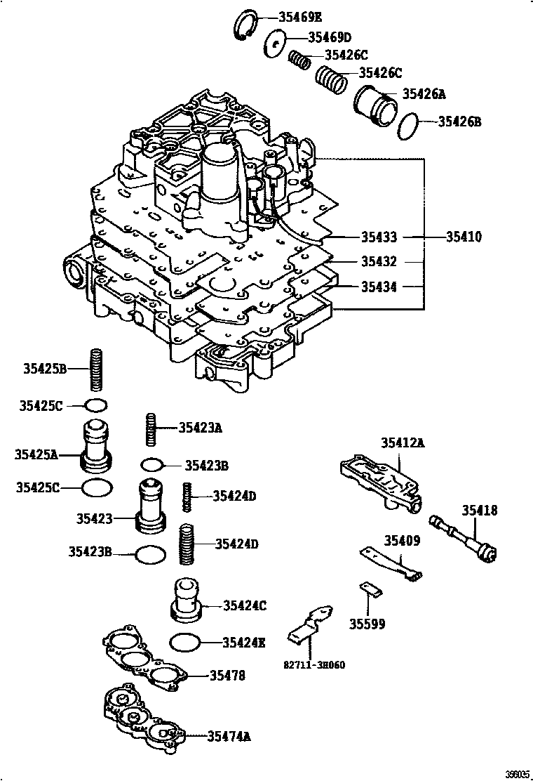 Toyota CAMRY 阀体和滤油网(ATM) EPC diagram — 356035
