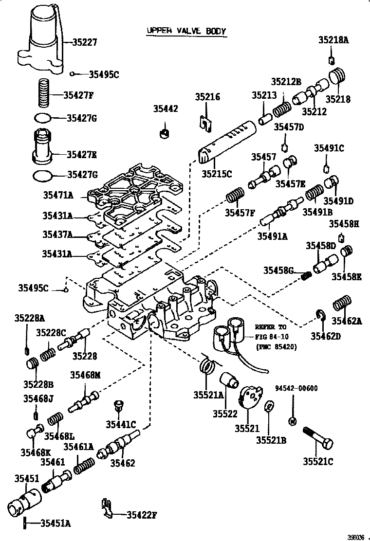 Toyota CAMRY 阀体和滤油网(ATM) EPC diagram — 356036