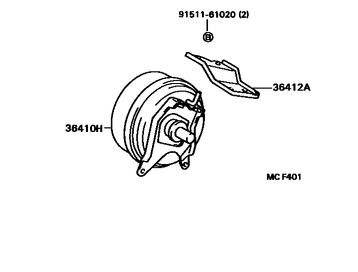 Toyota CAMRY 膜片缸和分动器真空执行器 EPC diagram — MCF401