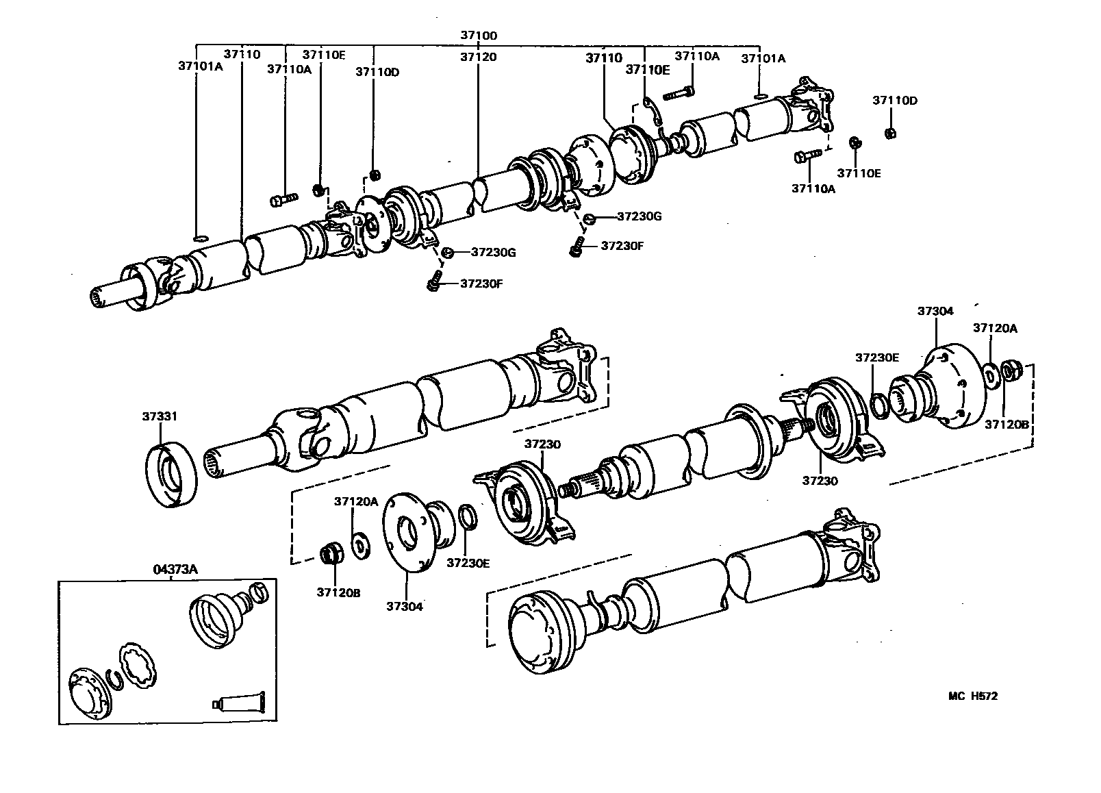 Toyota CAMRY Propeller Shaft & Universal Joint EPC diagram — MCH572
