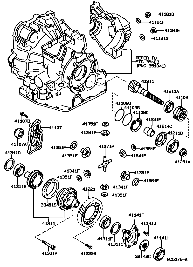 Toyota CAMRY 前桥壳和差速器 EPC diagram — NC5076A