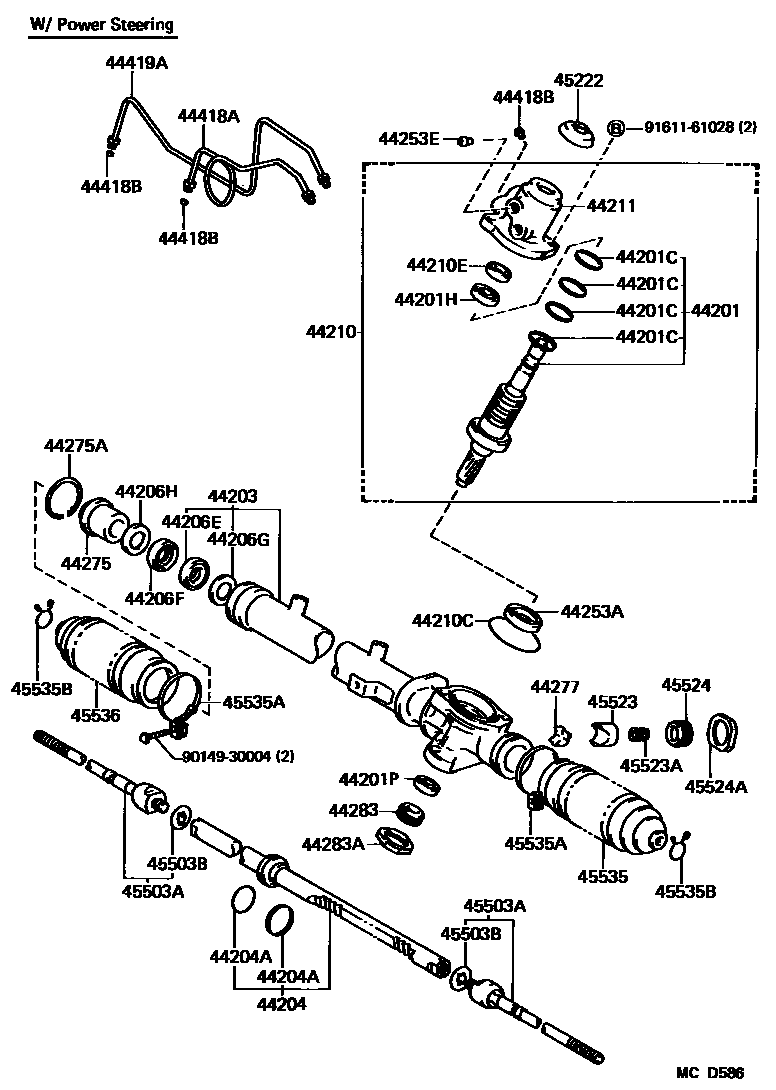 Toyota CAMRY 前转向齿轮和连杆 EPC diagram — MCD586