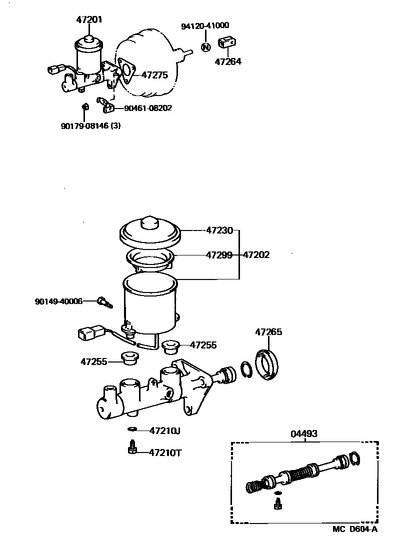 Toyota CAMRY 制动总泵 EPC diagram — MCD604A