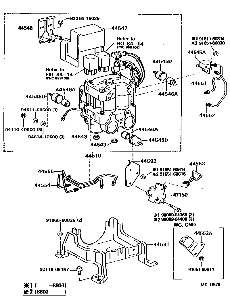 Toyota CAMRY 制动配管和卡箍 EPC diagram — MCH576