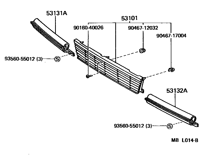 Toyota CAMRY radiator grille EPC diagram — MBL014B
