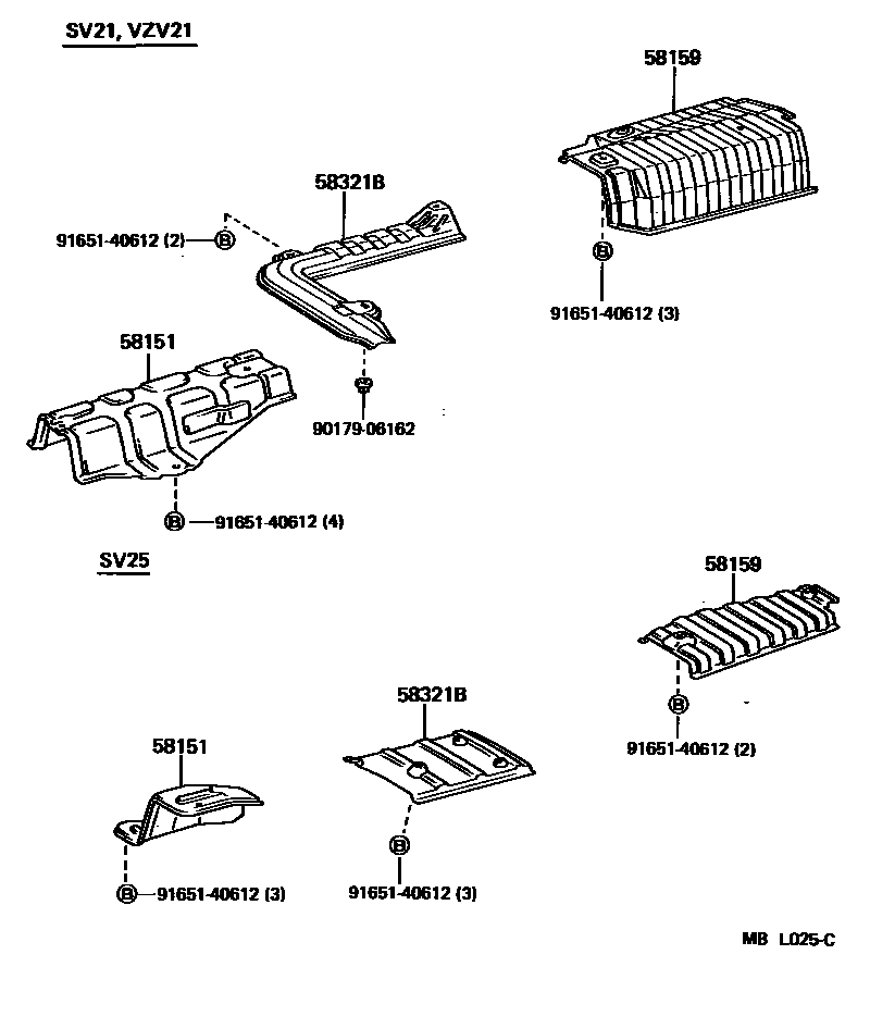 Toyota CAMRY 地板隔热垫 EPC diagram — MBL025C