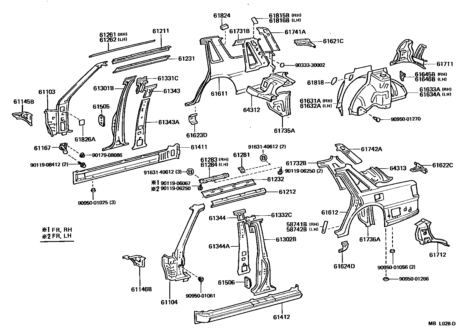 Toyota CAMRY 侧梁 EPC diagram — MBL028D