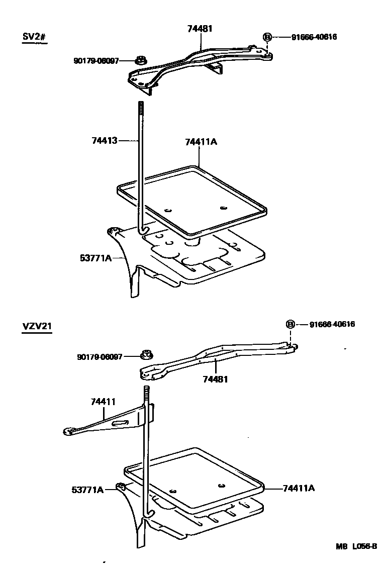 Toyota CAMRY battery holder EPC diagram — MBL056B