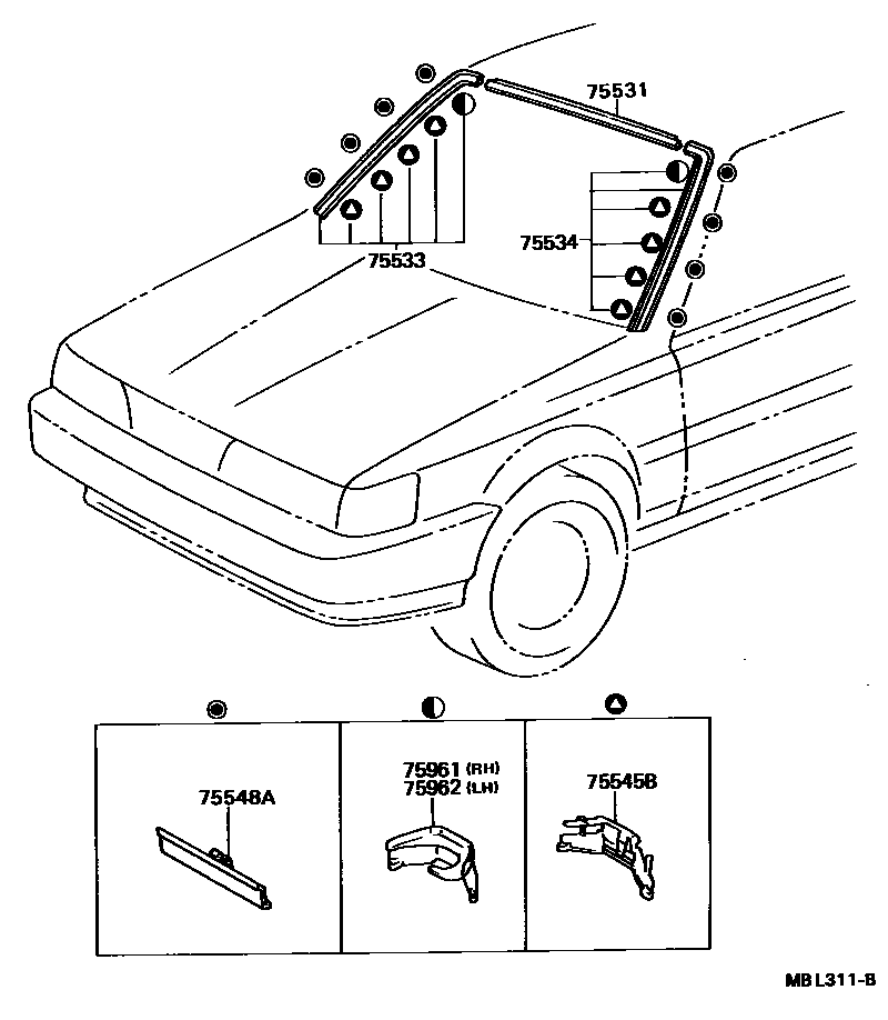 Toyota CAMRY 前防护条 EPC diagram — MBL311B