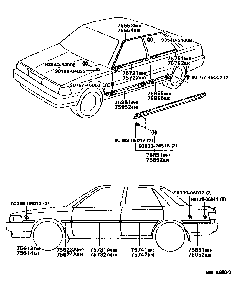 Toyota CAMRY 侧防护条 EPC diagram — MBK996B