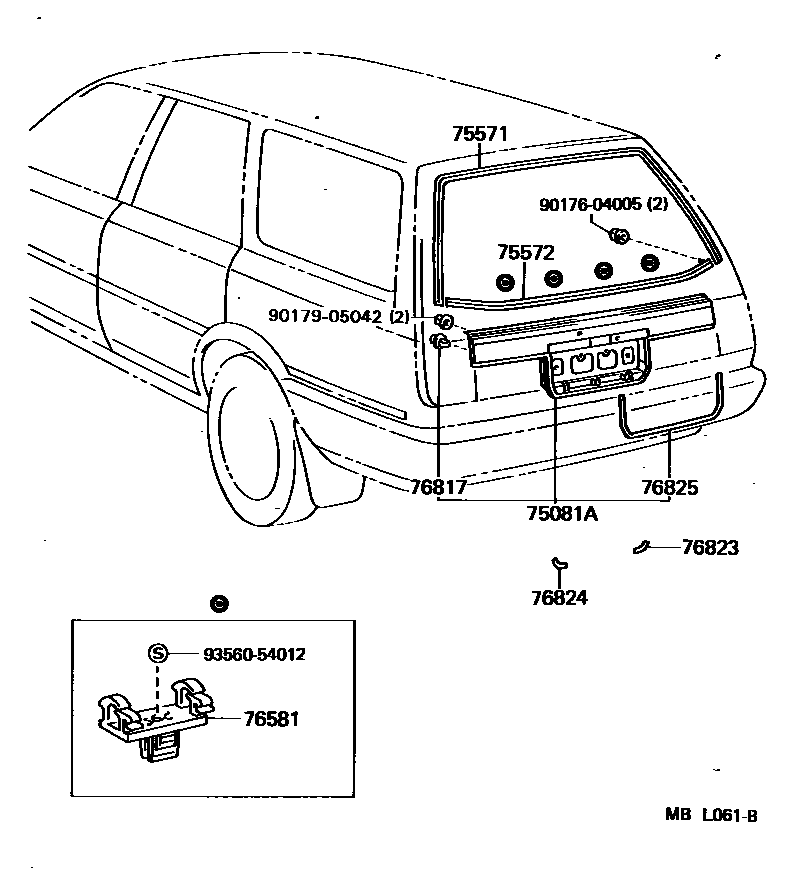Toyota CAMRY 后防护条 EPC diagram — MBL061B