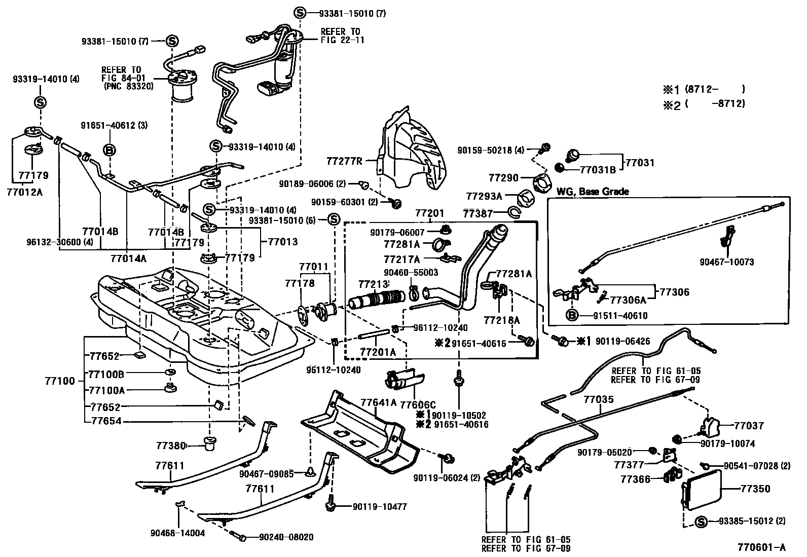 Toyota CAMRY 燃油箱和燃油管 EPC diagram — 770601A
