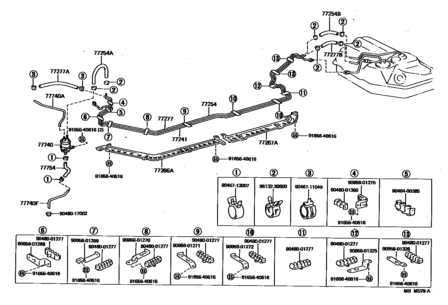 Toyota CAMRY 燃油箱和燃油管 EPC diagram — MBM529A
