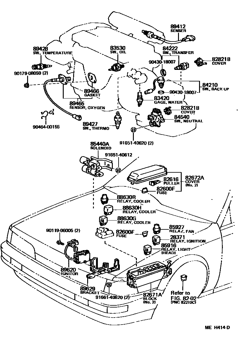 Toyota CAMRY 开关和继电器和ECU EPC diagram — MEH414D