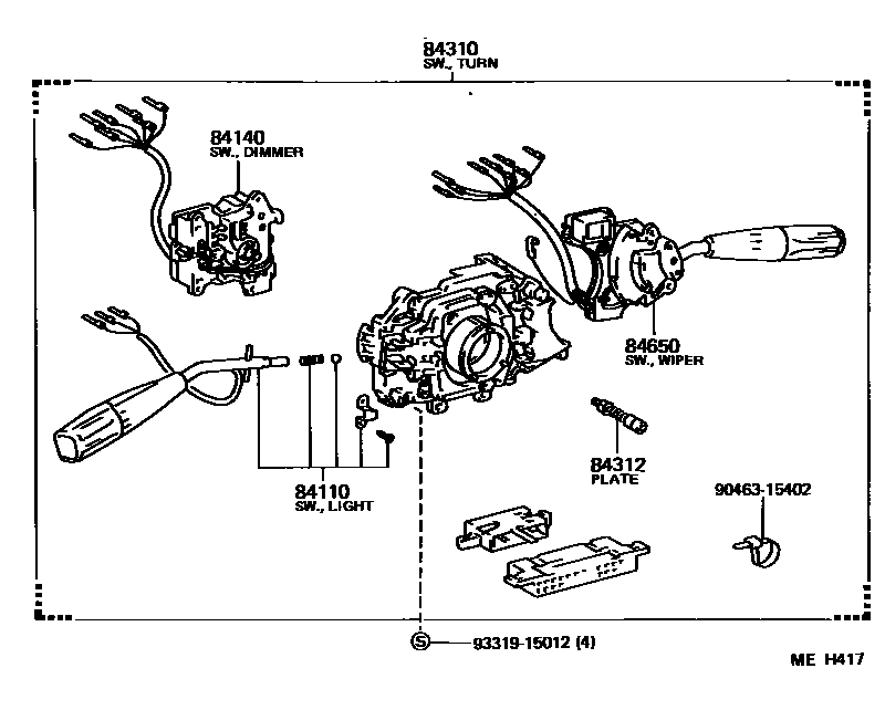 Toyota CAMRY 开关和继电器和ECU EPC diagram — MEH417