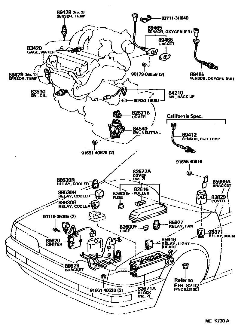 Toyota CAMRY 开关和继电器和ECU EPC diagram — MEK730A