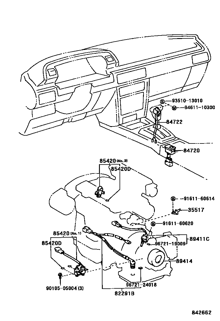 Toyota CAMRY 超速档和电子控制变速器 EPC diagram — 842662