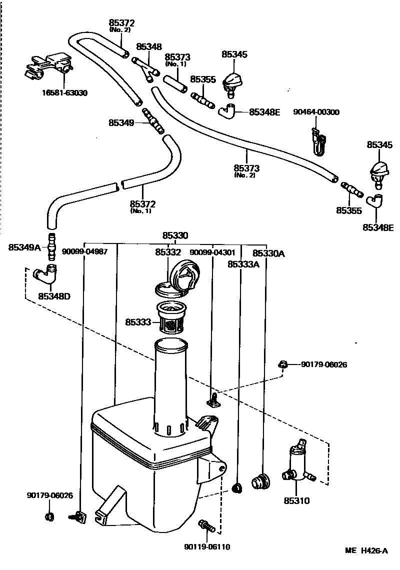 Toyota CAMRY 挡风玻璃清洗器 EPC diagram — MEH426A