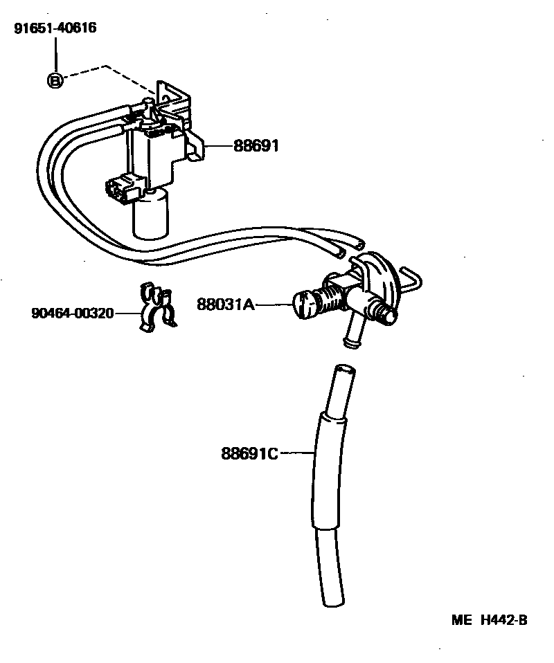 Toyota CAMRY 暖风和空调系统 - 真空管 EPC diagram — MEH442B