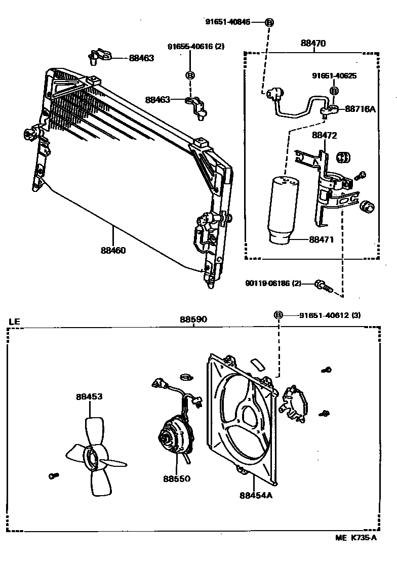 Toyota CAMRY Heating & Air Conditioning - Cooler Piping EPC diagram — MEK735A