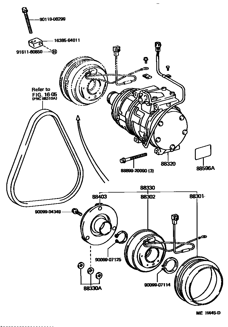 Toyota CAMRY Heating & Air Conditioning - Compressor EPC diagram — MEH445D