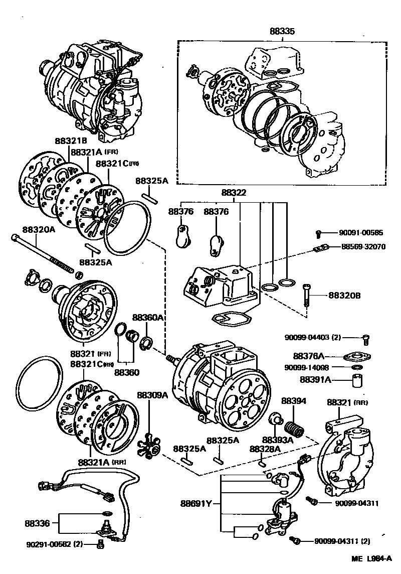 Toyota CAMRY Heating & Air Conditioning - Compressor EPC diagram — MEL984A