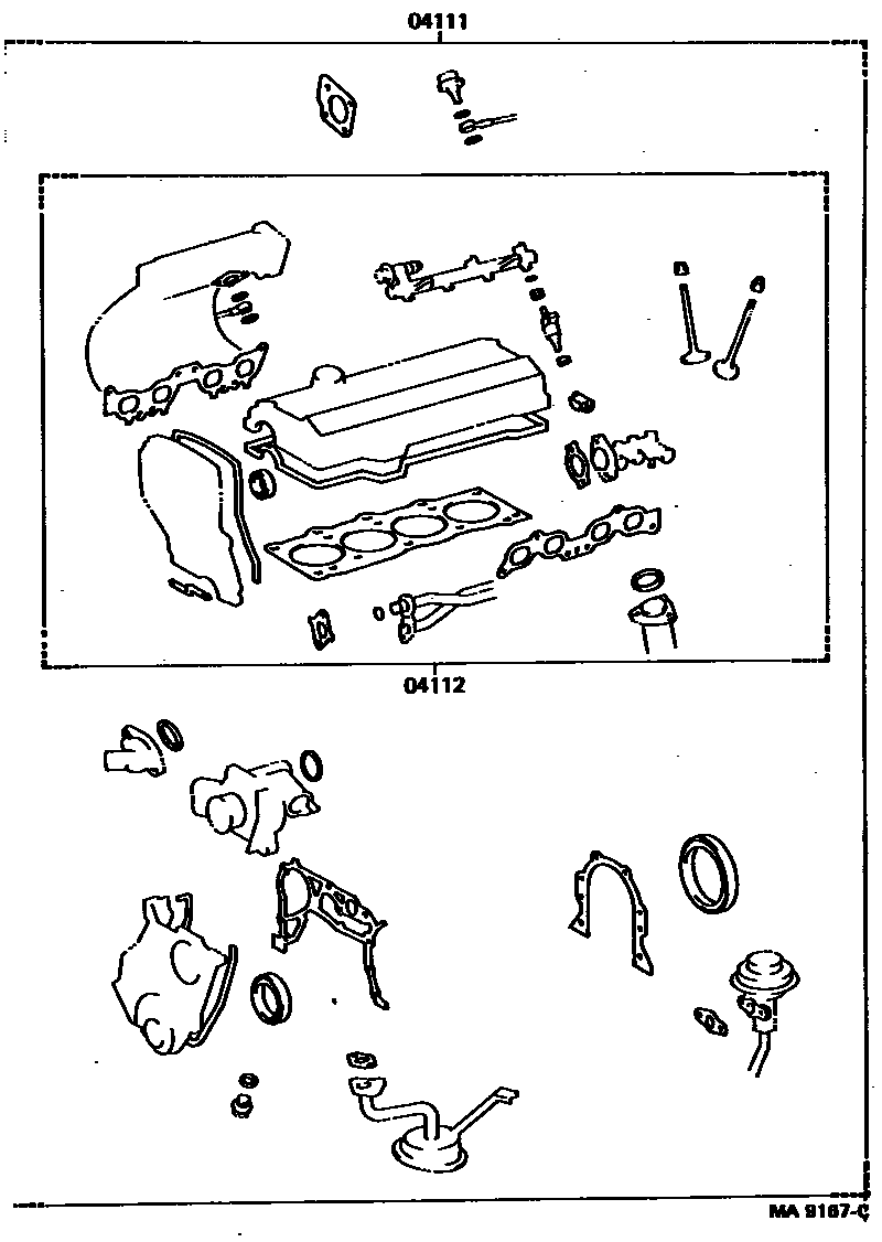 Toyota CAMRY Engine Overhaul Gasket Kit EPC diagram — MA9167C