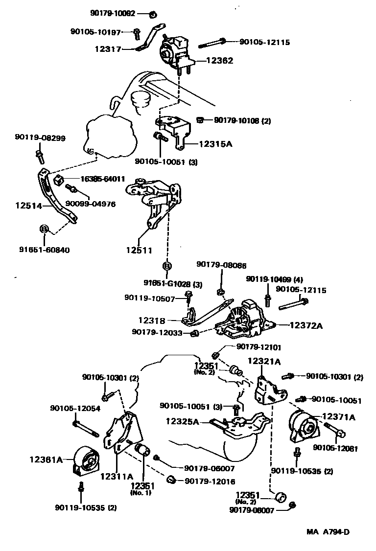 Toyota CAMRY Engine Mounting EPC diagram — MAA794D