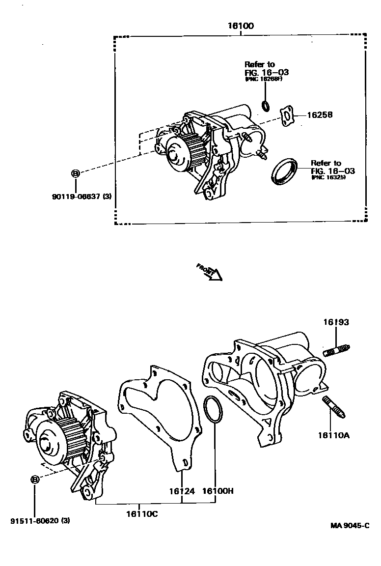 Toyota CAMRY Water Pump EPC diagram — MA9045C