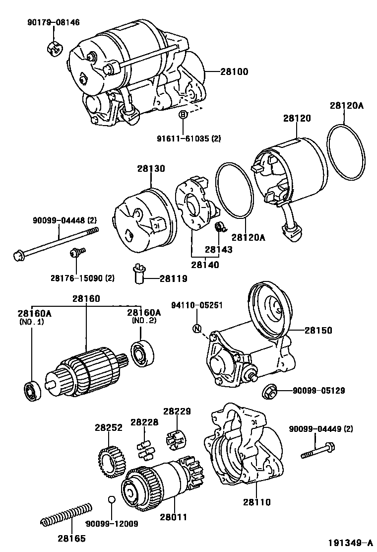 Toyota CAMRY 起动机 EPC diagram — 191349A