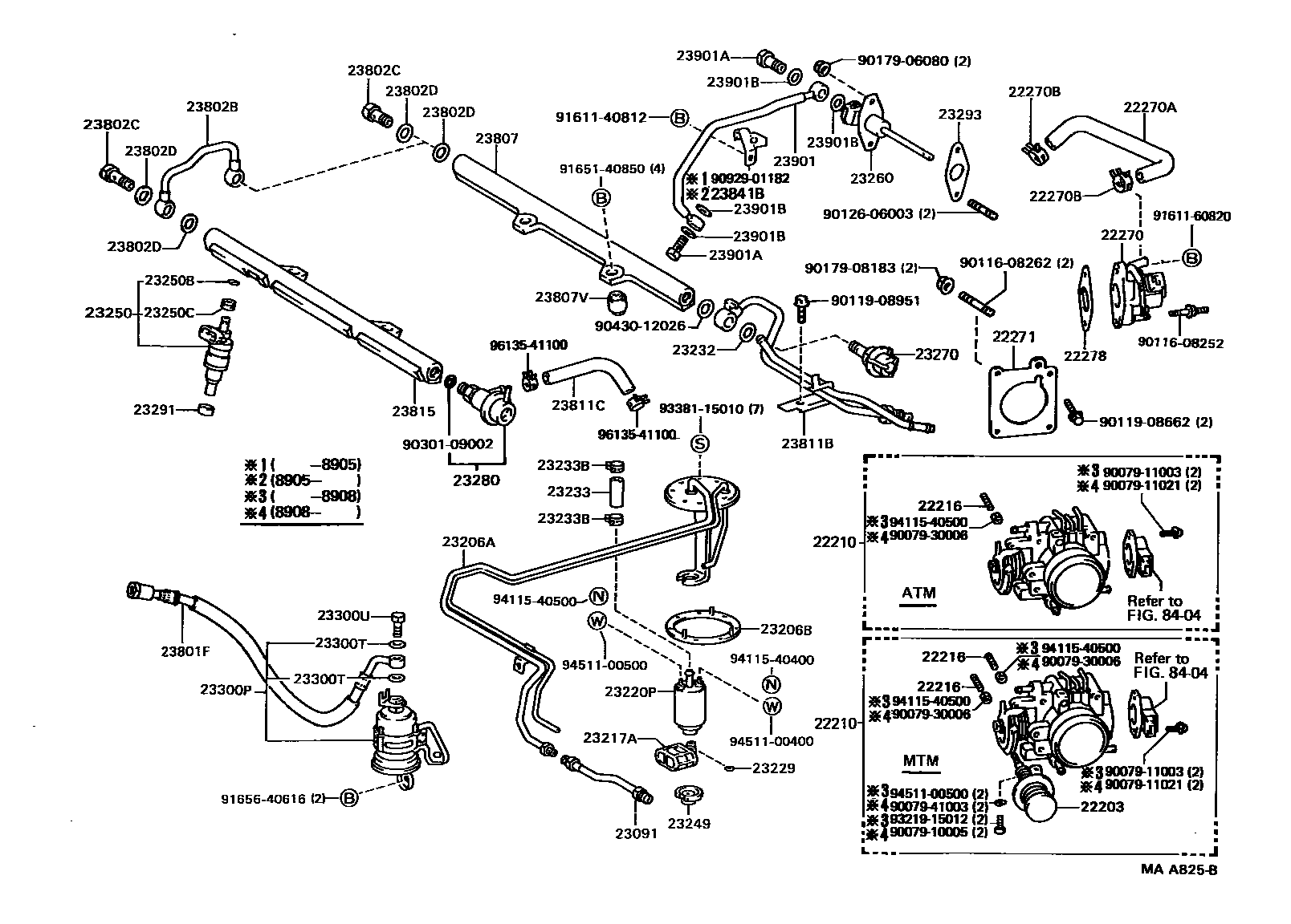 Toyota CAMRY 燃油喷射系统 EPC diagram — MAA825B