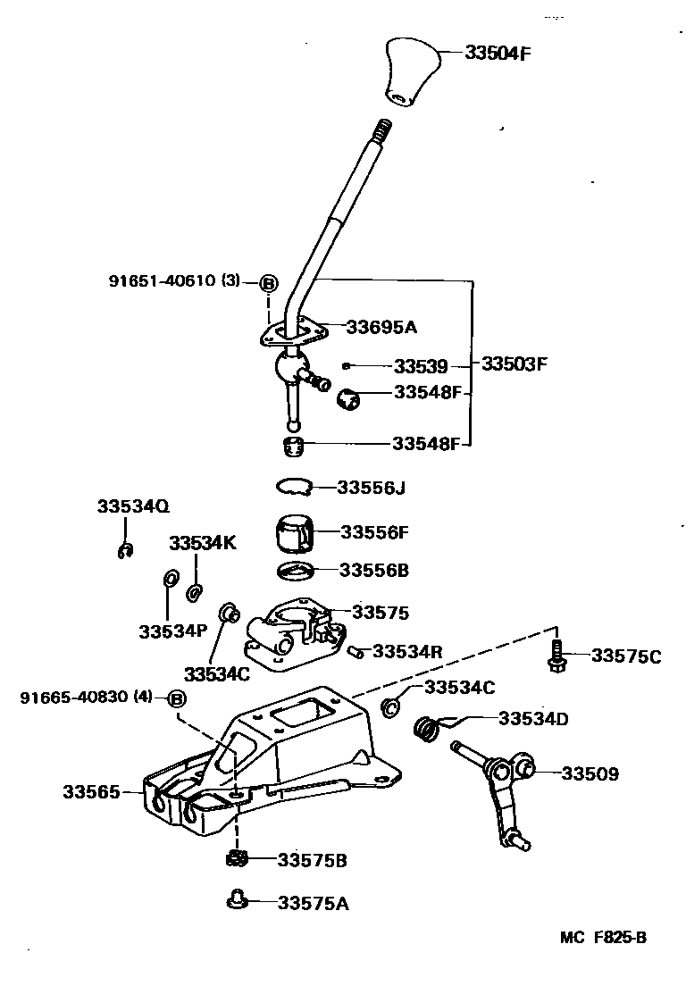 Toyota CAMRY Shift Lever & Retainer EPC diagram — MCF825B