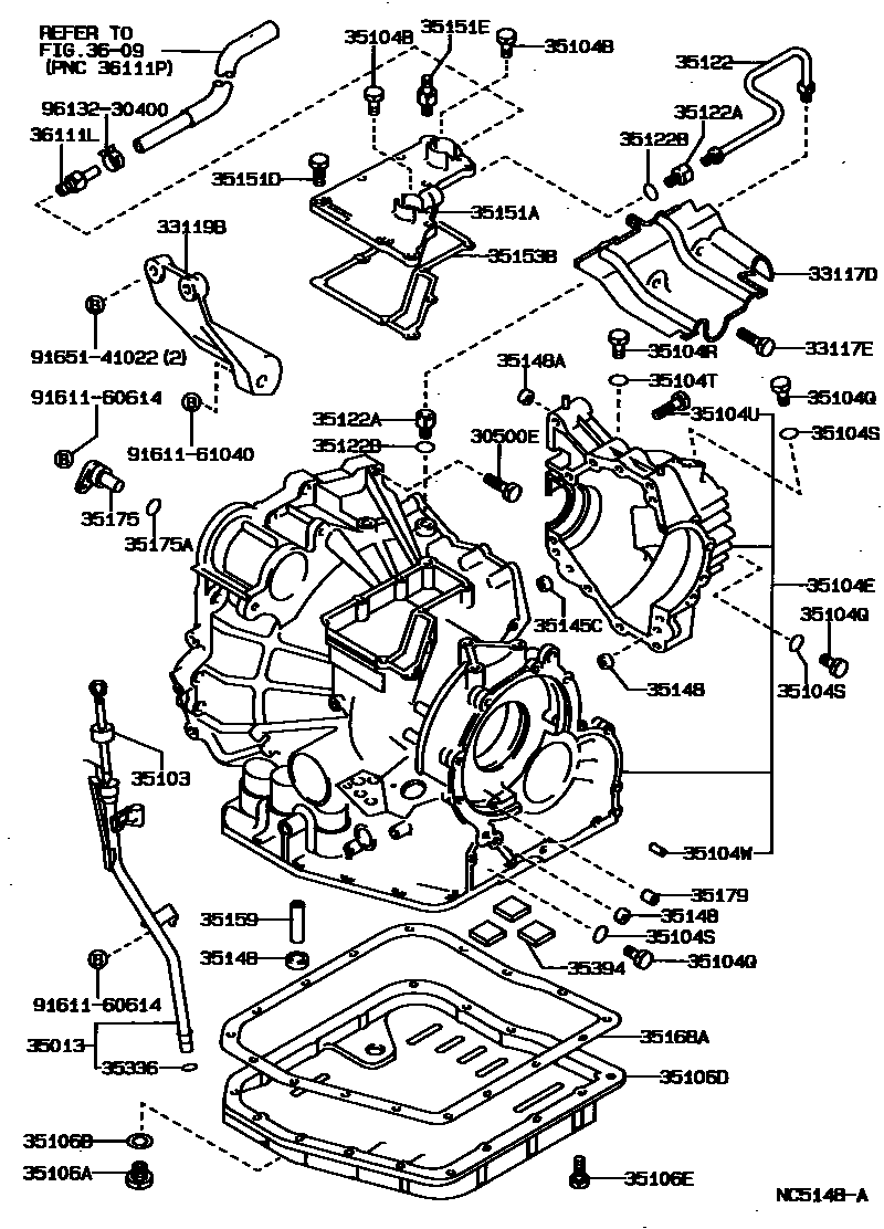 Toyota CAMRY 变速器壳和油底壳(ATM) EPC diagram — NC5148A