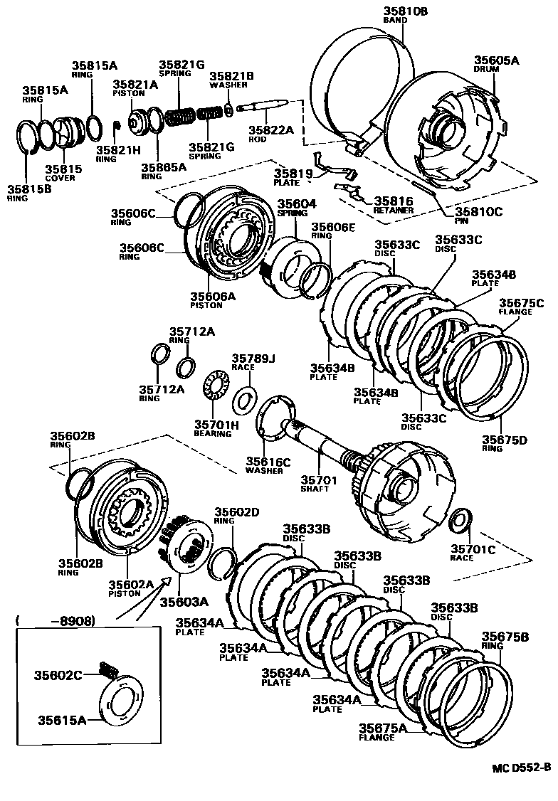 Toyota CAMRY 制动带和多片式离合器(ATM) EPC diagram — MCD552B