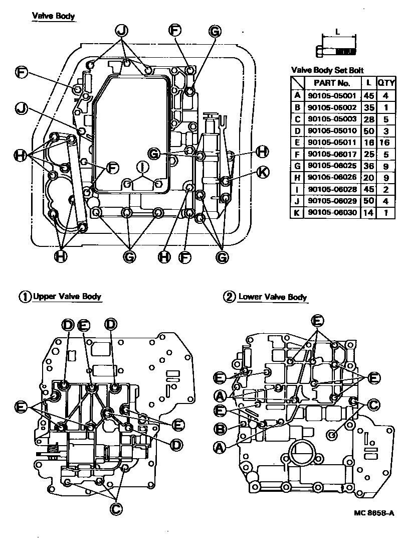 Toyota CAMRY 阀体和滤油网(ATM) EPC diagram — MC8658A