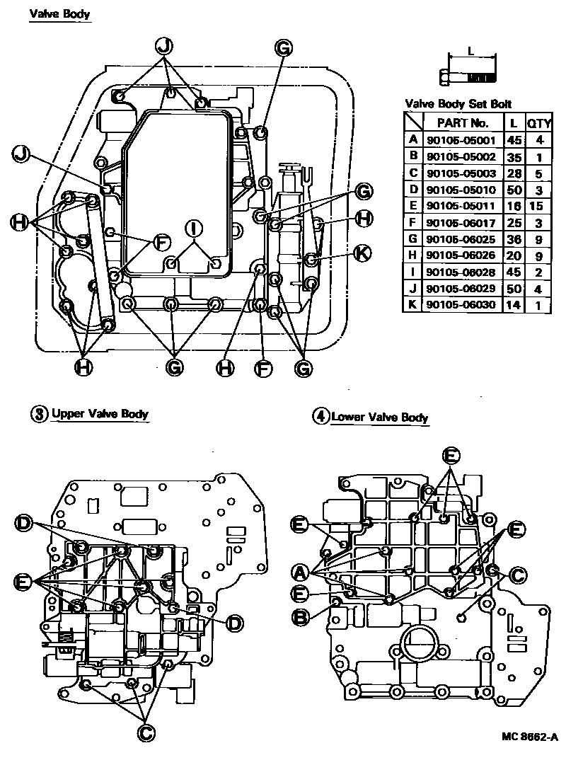Toyota CAMRY 阀体和滤油网(ATM) EPC diagram — MC8662A