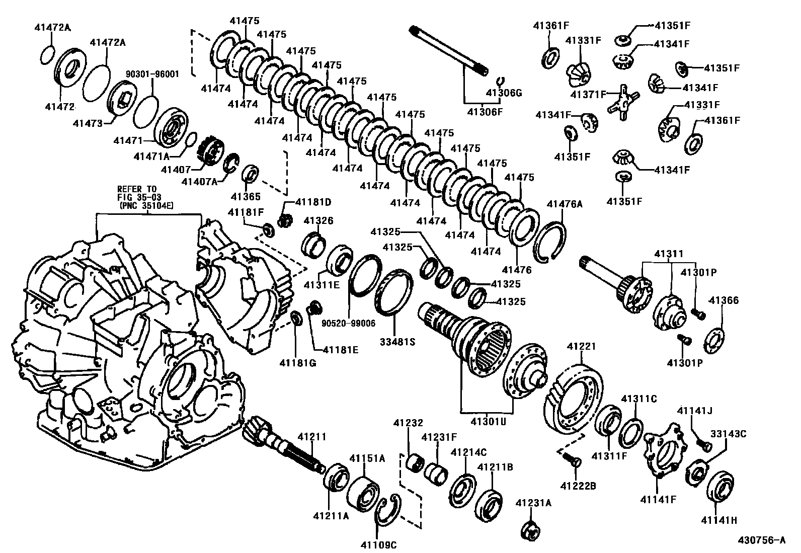 Toyota CAMRY 前桥壳和差速器 EPC diagram — 430756A
