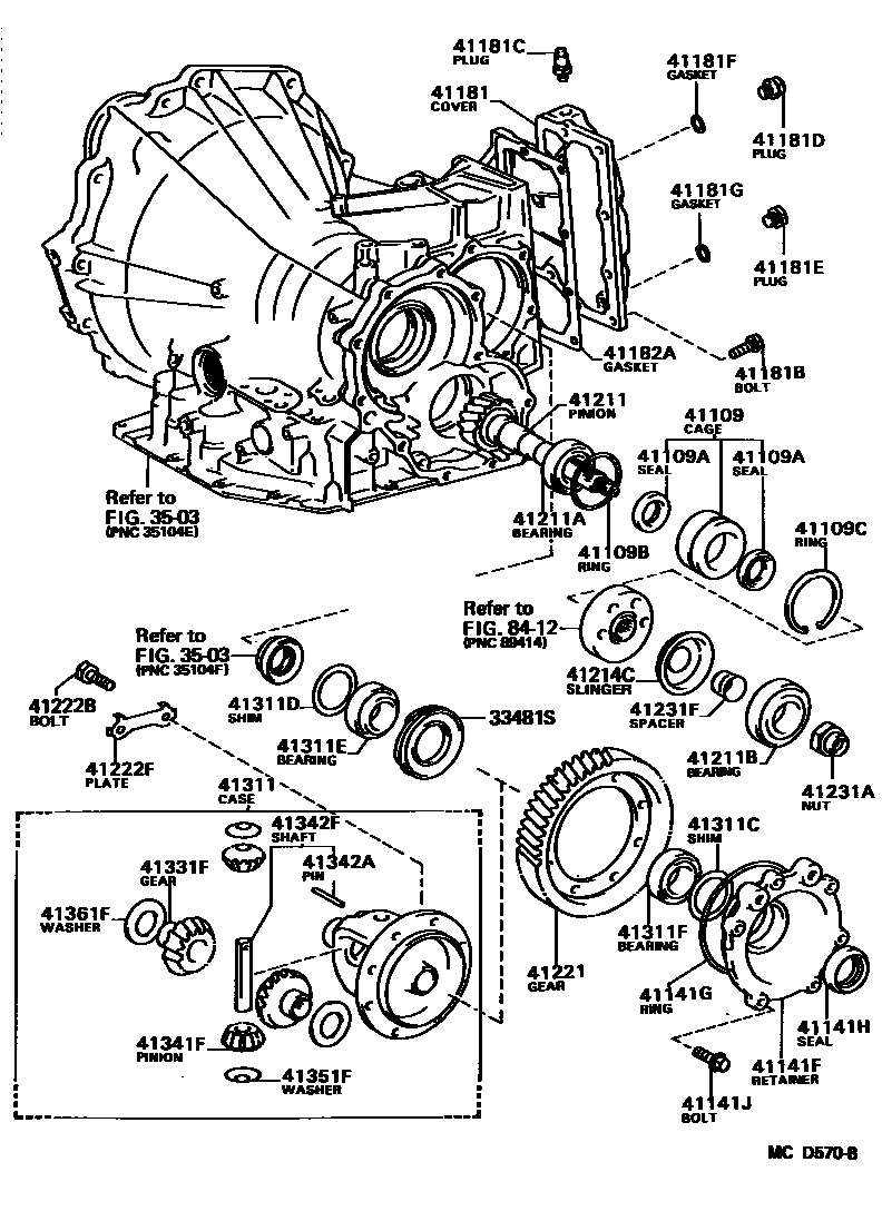 Toyota CAMRY 前桥壳和差速器 EPC diagram — MCD570B