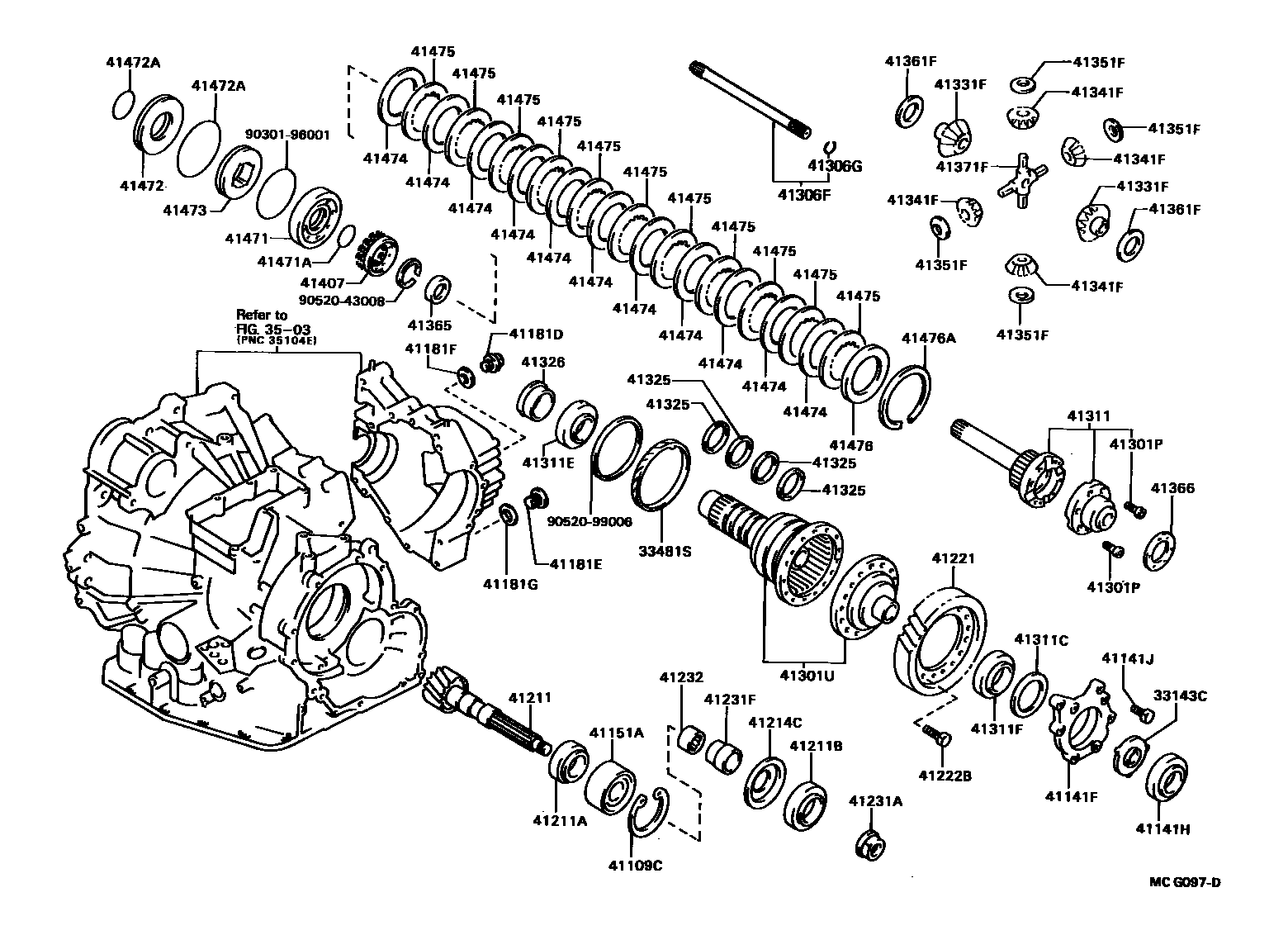 Toyota CAMRY 前桥壳和差速器 EPC diagram — MCG097D