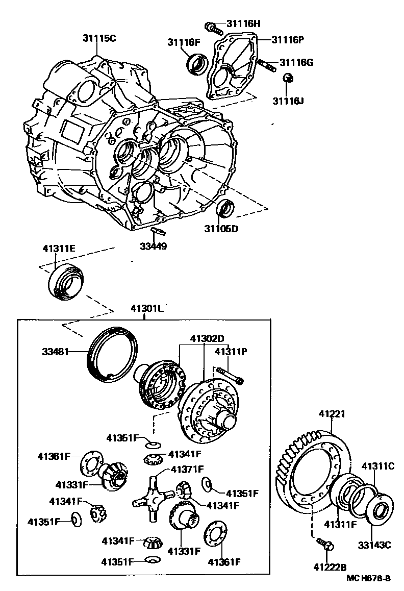 Toyota CAMRY 前桥壳和差速器 EPC diagram — MCH676B