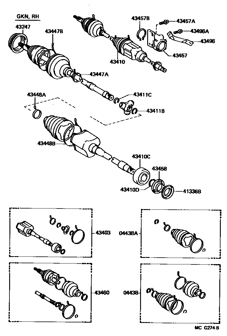 Toyota CAMRY Front Drive Shaft EPC diagram — MCG274B