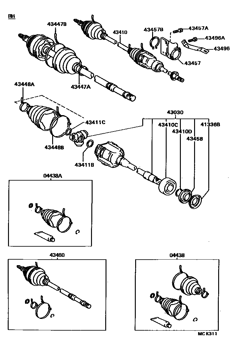 Toyota CAMRY Front Drive Shaft EPC diagram — MCK311
