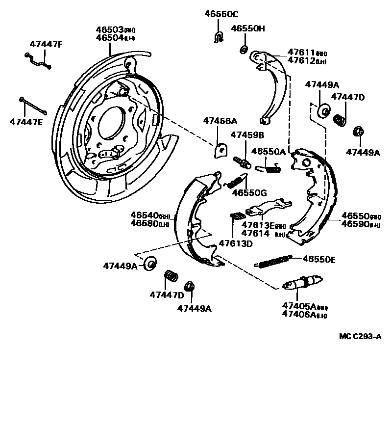 Toyota CAMRY Parking Brake & Cable EPC diagram — MCC293A
