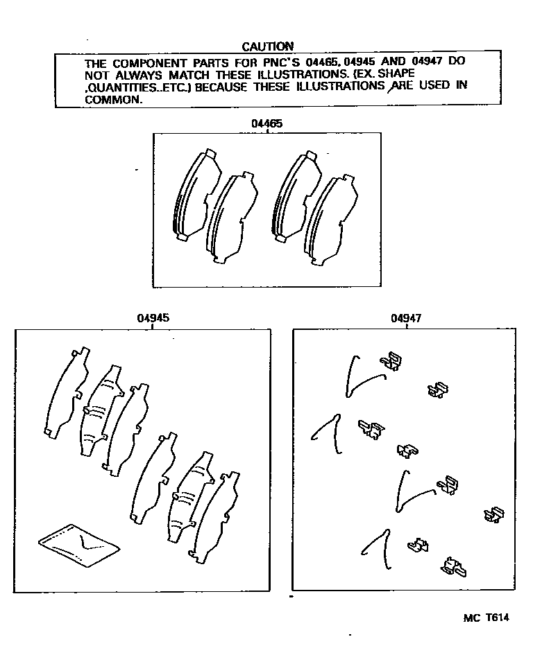 Toyota CAMRY 前盘式制动器卡钳和防尘罩 EPC diagram — MCT614