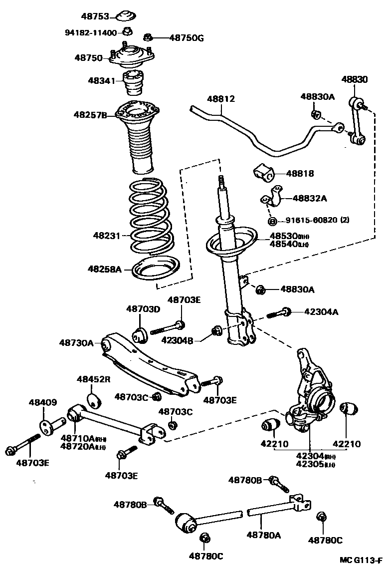 Toyota CAMRY Rear Spring & Shock Absorber EPC diagram — MCG113F