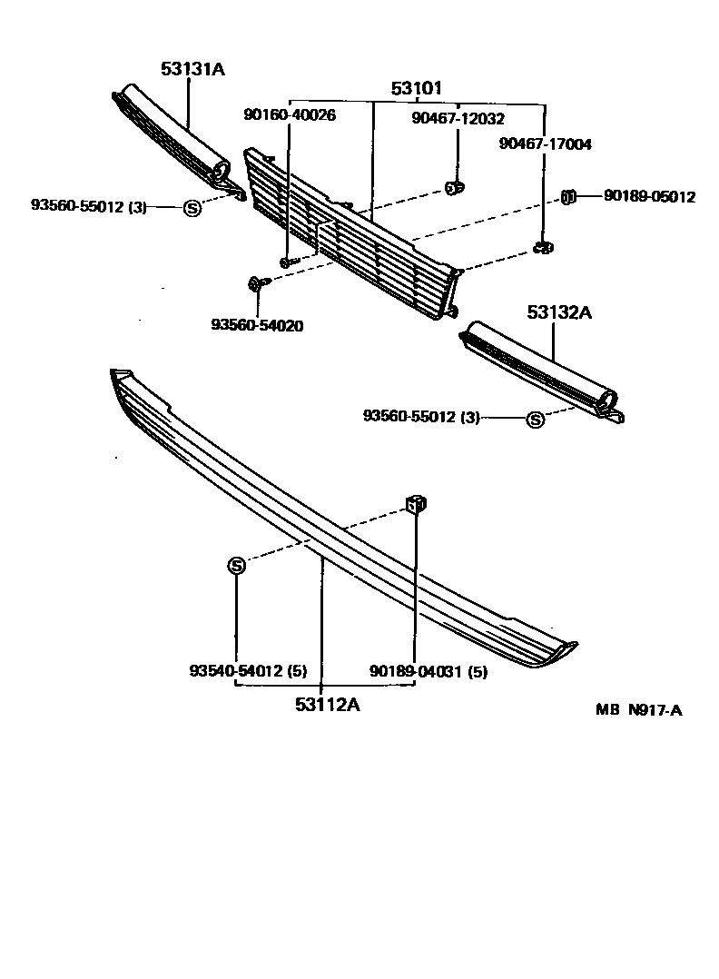Toyota CAMRY radiator grille EPC diagram — MBN917A